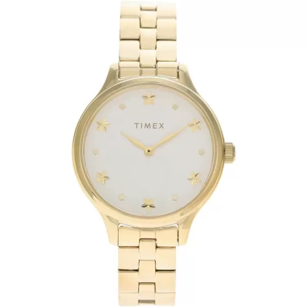 Timex Womens Peyton 36mm WatchGoldWhite Floral Markers