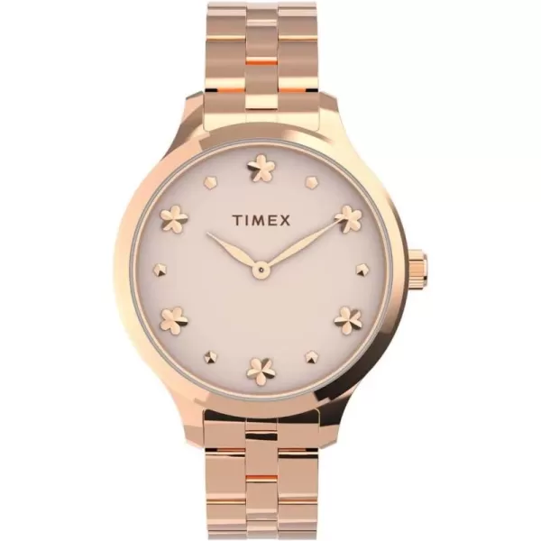 Timex Womens Peyton 36mm WatchRose GoldWhite Floral Markers