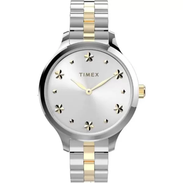 Timex Womens Peyton 36mm WatchTwoToneWhite Floral Markers