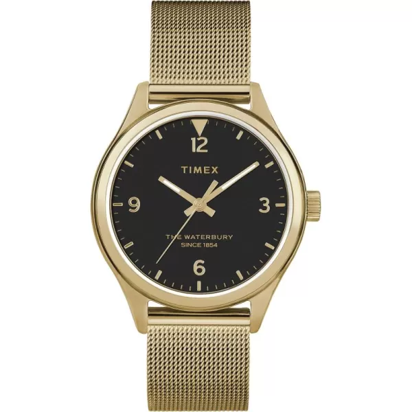 Timex Womens Waterbury Traditional 34mm Watch  GoldTone ampamp Black with GoldTone Stainless Steel Mesh Bracelet