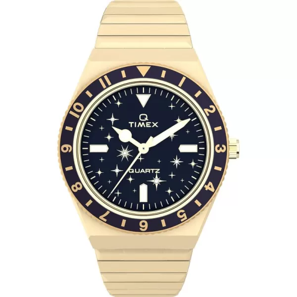 Timex Womens Womens Celestial Q 36mm Watch  GoldTone Bracelet Blue Dial GoldTone CaseBlueGold