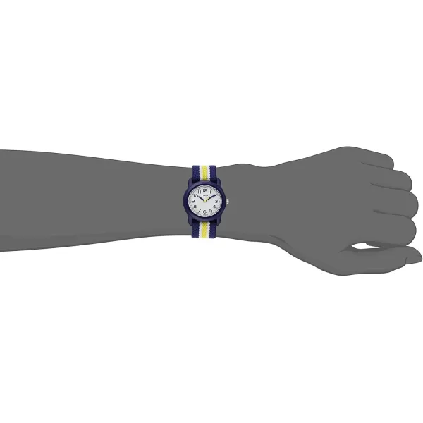 Timex Boys TW7C05800 Time Machines BlueYellow Stripes Elastic Fabric Strap Watch