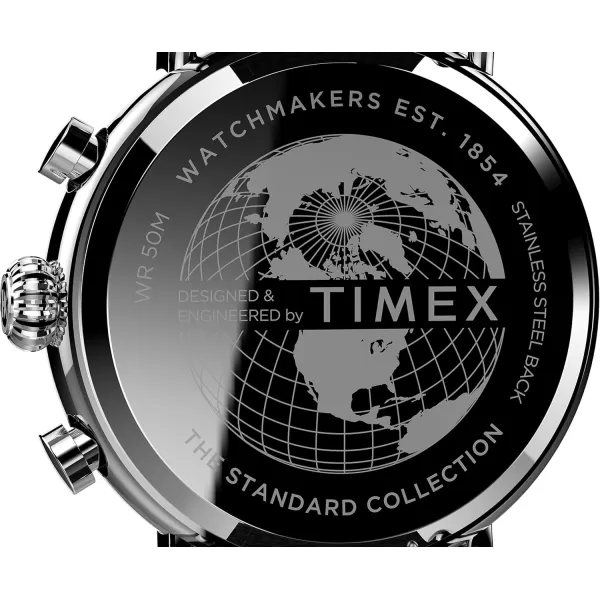Timex Mens Chronograph 41mm WatchBlackBlackSilverTone