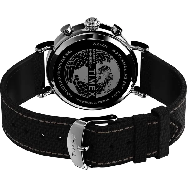 Timex Mens Chronograph 41mm WatchBlackBlackSilverTone