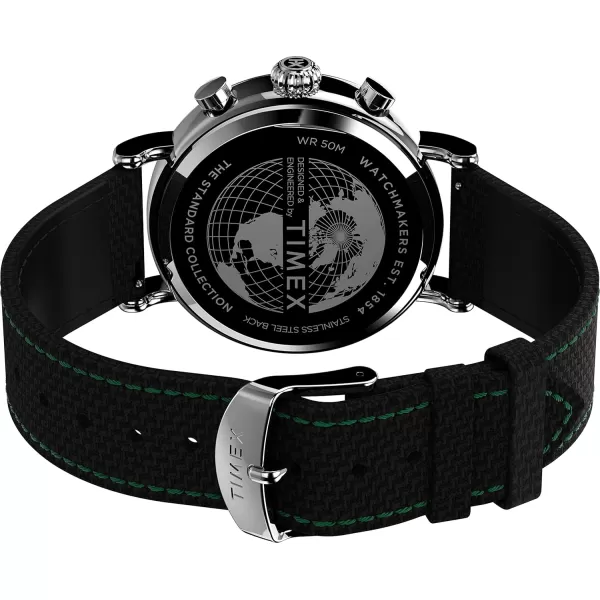 Timex Mens Chronograph 41mm WatchBlackGreenSilverTone
