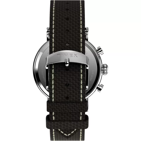 Timex Mens Chronograph 41mm WatchBrownCreamSilverTone
