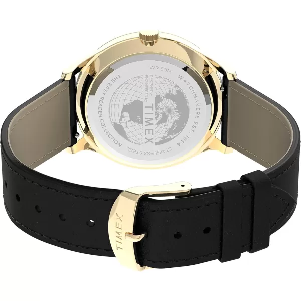 Timex Mens Easy Reader WatchBlackGoldToneWhite40mm