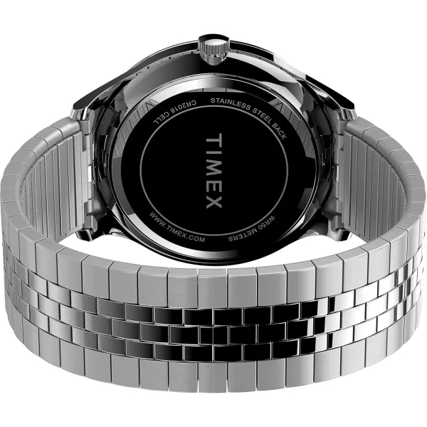 Timex Mens Easy Reader WatchSilverToneSilverToneWhite40mm