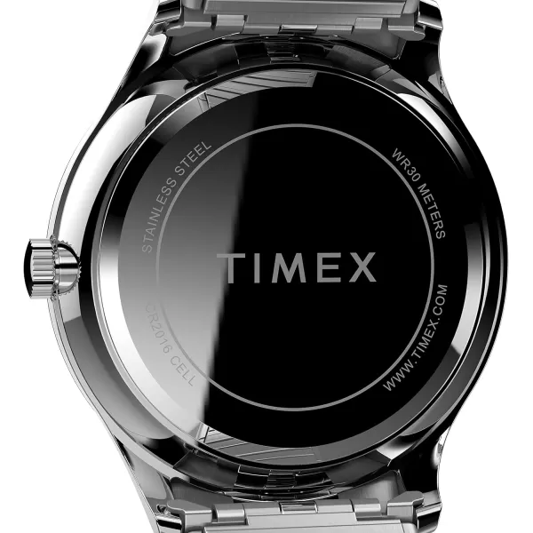 Timex Mens Easy Reader WatchStainless SteelSilverToneBlack40mm