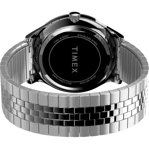 Timex Mens Easy Reader WatchStainless SteelSilverToneBlack40mm