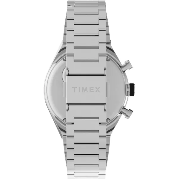 Timex Mens Q Chronograph 40mm WatchSilverToneWhite