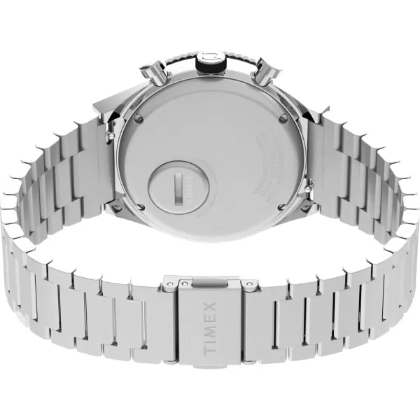 Timex Mens Q Chronograph 40mm WatchSilverToneWhite