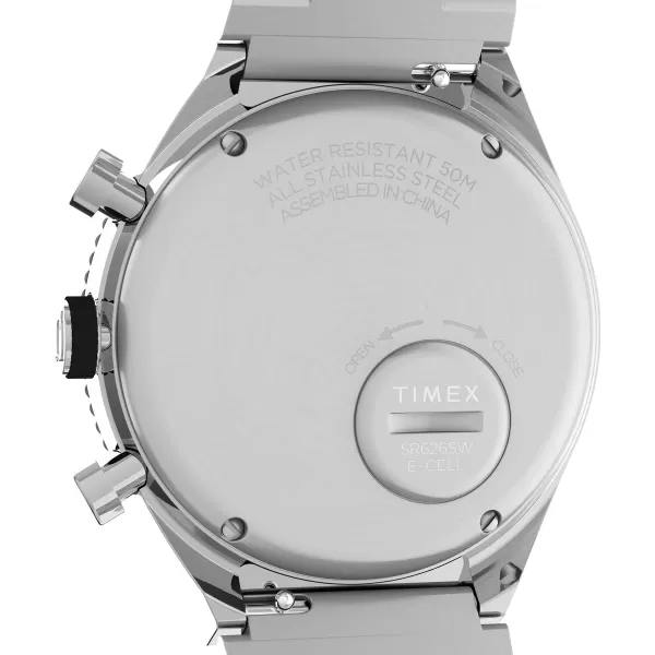 Timex Mens Q Chronograph 40mm WatchSilverToneWhite