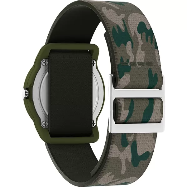 Timex TIME Machines 29mm BlueYellow Stripe Elastic Fabric Kids WatchGreen Camo