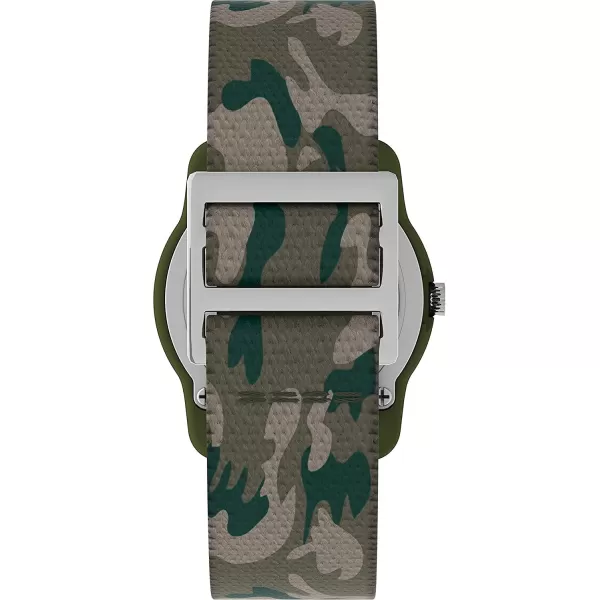 Timex TIME Machines 29mm BlueYellow Stripe Elastic Fabric Kids WatchGreen Camo