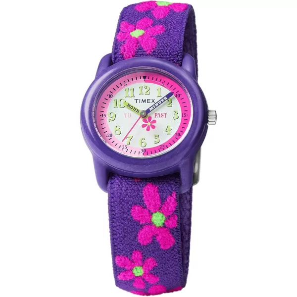 Timex TIME Machines 29mm BlueYellow Stripe Elastic Fabric Kids WatchPurple Floral