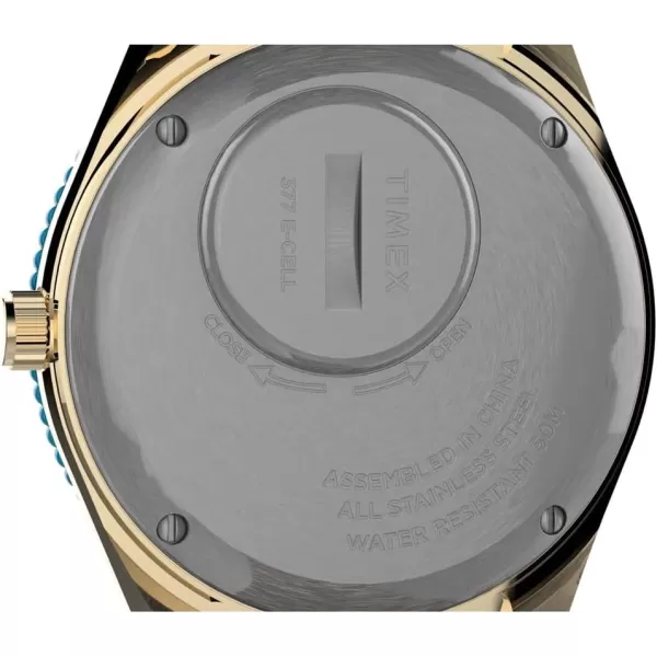 Timex Womens Q 36mm WatchTwoToneBlueGoldTone