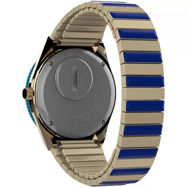 Timex Womens Q 36mm WatchTwoToneBlueGoldTone