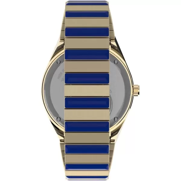 Timex Womens Q 36mm WatchTwoToneBlueGoldTone