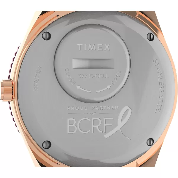 Timex Womens Q 36mm WatchTwoTonePinkRose GoldTone
