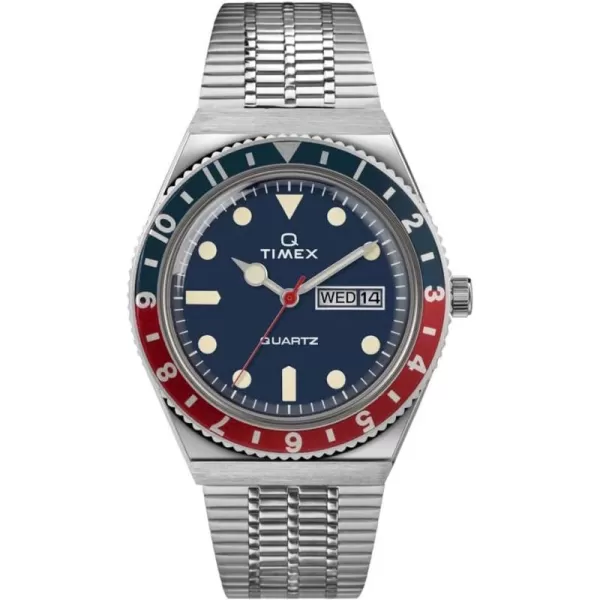 Timex 38 mm Q Timex Reissue Stainless Steel Case Blue Dial Stainless Steel Bracelet SilverBlueSilver One Size
