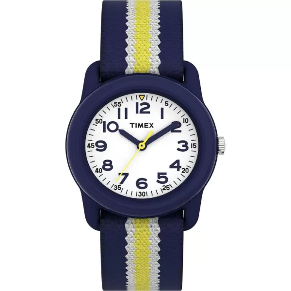 Timex Boys TW7C05800 Time Machines BlueYellow Stripes Elastic Fabric Strap Watch