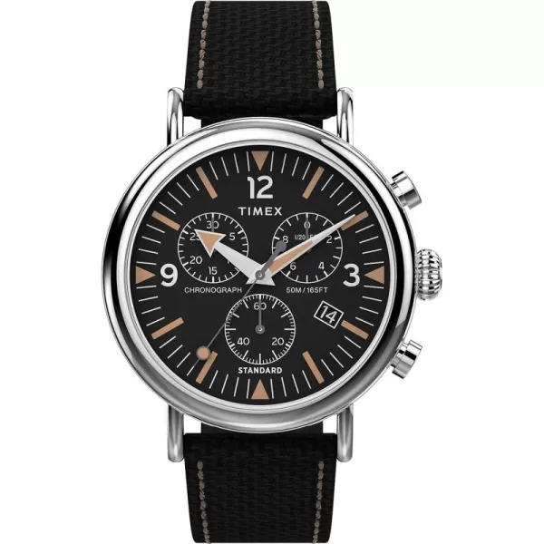 Timex Mens Chronograph 41mm WatchBlackBlackSilverTone