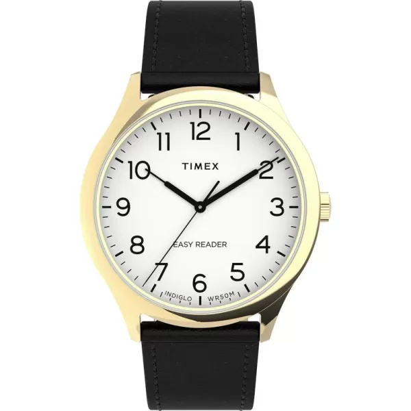 Timex Mens Easy Reader WatchBlackGoldToneWhite40mm