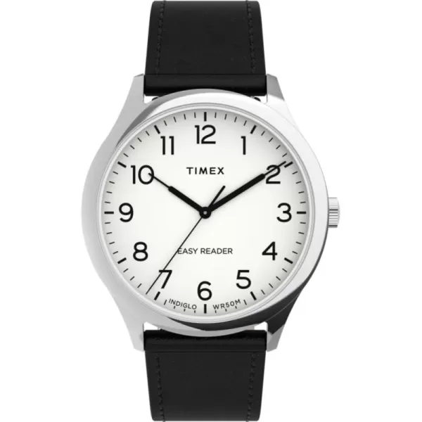 Timex Mens Easy Reader WatchBlackSilverToneWhite40mm