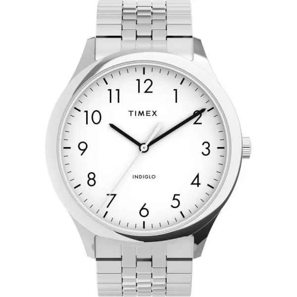 Timex Mens Easy Reader WatchSilverToneSilverToneWhite40mm