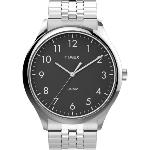 Timex Mens Easy Reader WatchStainless SteelSilverToneBlack40mm
