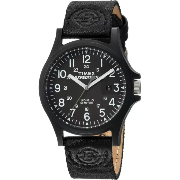 Timex Mens Expedition Acadia 40mm WatchBlackBlackBlackLeather