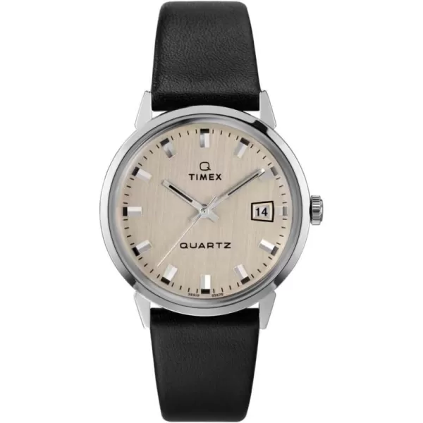 Timex Mens Q 1978 Reissue Date 35mm Quartz Watch BlackSilver