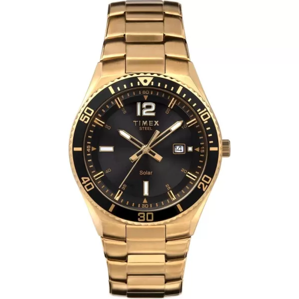 Timex Mens Solar Premium Dress 43mm Watchgoldblue