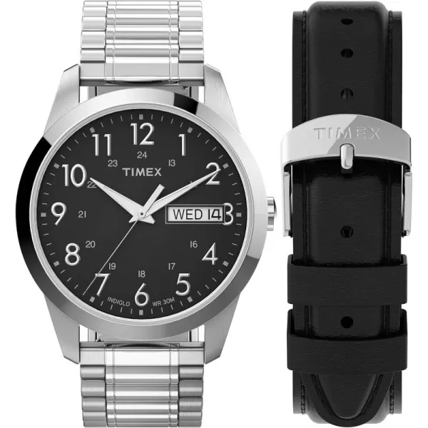 Timex Mens South Street Sport 36mm Watch Box SetSilverToneBlackSilverToneBox Set