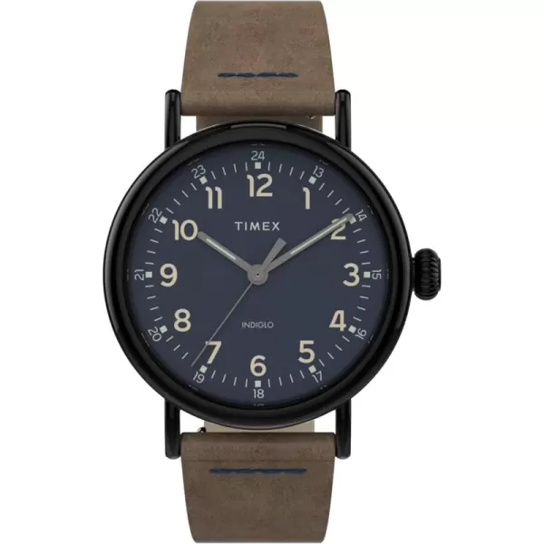Timex Mens Standard 40mm WatchBrownGunmetalBlue