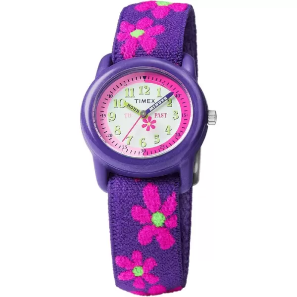 Timex TIME Machines 29mm BlueYellow Stripe Elastic Fabric Kids WatchPurple Floral