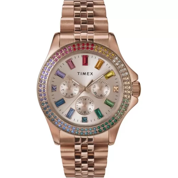 Timex Womens Kaia 40mm WatchRose GoldToneRose GoldToneRose GoldToneRainbow