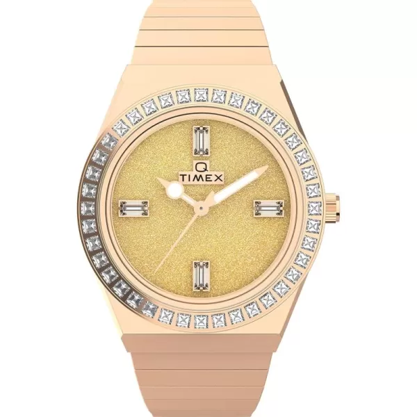 Timex Womens Q 36mm WatchRose GoldToneRose GoldToneRose GoldTone