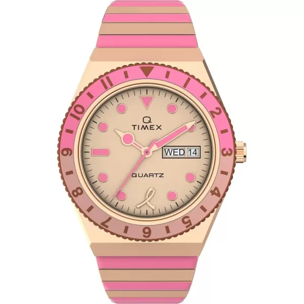 Timex Womens Q 36mm WatchTwoTonePinkRose GoldTone