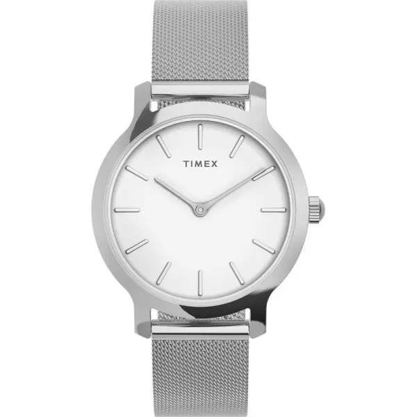 Timex Womens Transcend 31mm WatchStainless SteelWhiteSilverTone
