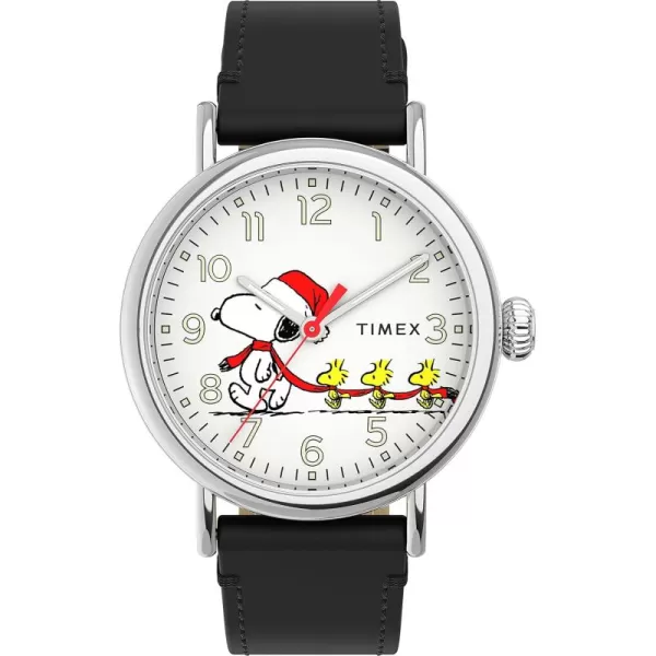 Timex x Peanuts Standard 40mm WatchPeanuts Christmas BlackSilverToneWhite