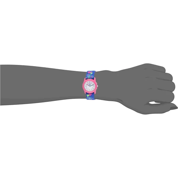 Timex Girls T89001 Time Machines Hearts ampamp Butterflies Elastic Fabric Strap Watch
