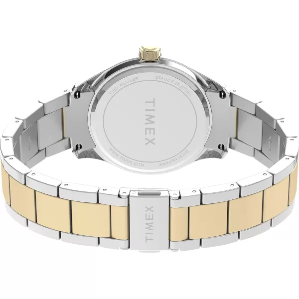 Timex Mens Dress 42mm WatchTwoToneBlueTwoTone
