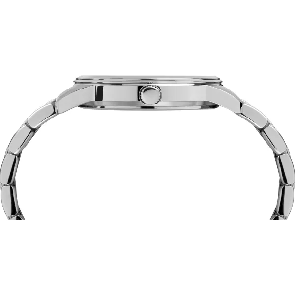 Timex Mens Dress Analog 40mm Stainless Steel Bracelet WatchSilverToneBlue