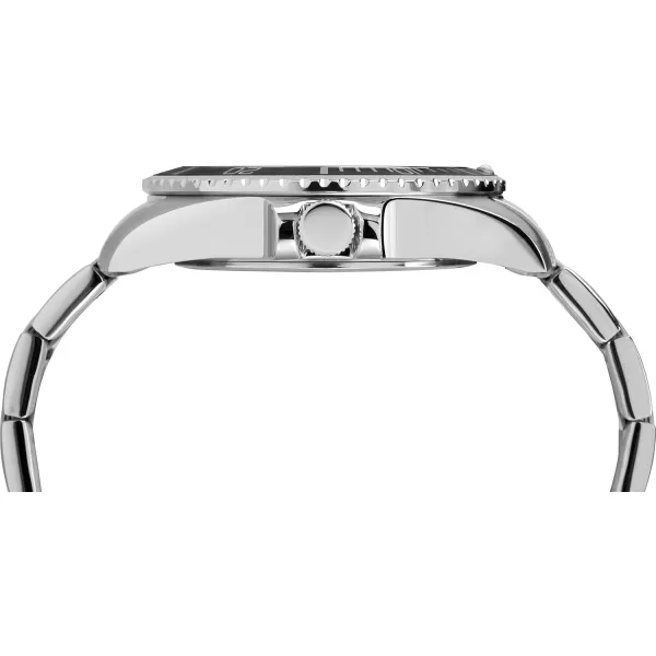 Timex Mens Dress Analog 44mm Stainless Steel Multifunction Bracelet WatchSilverToneBlack