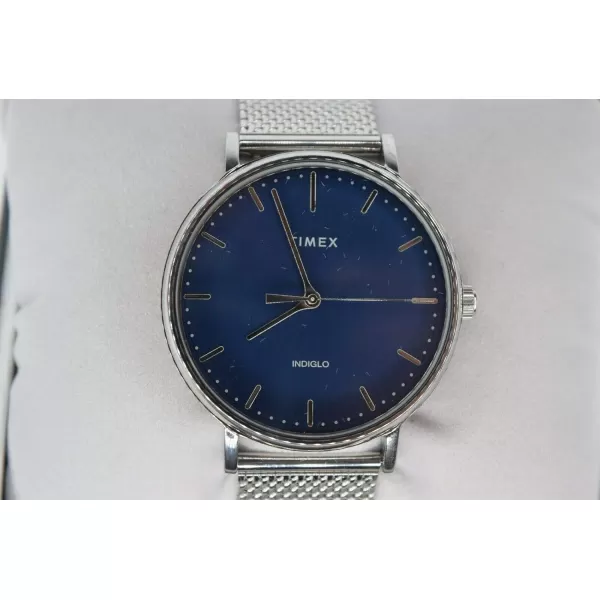 Timex Mens Fairfield 41mm Watch  SilverTone ampamp Blue with SilverTone Stainless Steel Mesh Bracelet