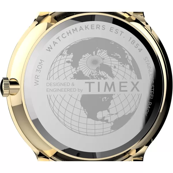 Timex Mens Gallary 40mm WatchBlackChampagneGoldTone