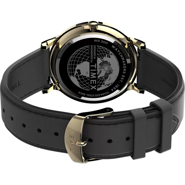 Timex Mens Gallary 40mm WatchBlackChampagneGoldTone