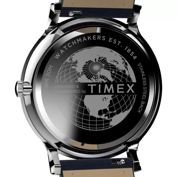 Timex Mens Gallary 40mm WatchBlueWhiteSilverTone